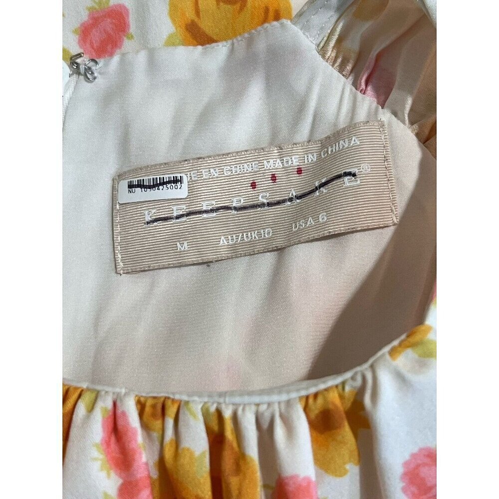 Keepsake Dissolve Midi Dress Yellow Ivory M Grandmacore Floral Flowy Feminine - Picture 9 of 11